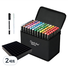 터치필 아트마카 디자인 마카펜 + 펜 2종 + 펜홀더 세트, 80색, 2세트