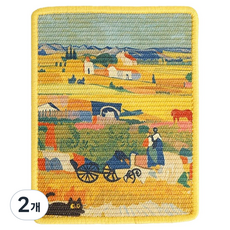 더플로우커머스 펫플로우 고양이 아트 스크래쳐 그림 명화 식물섬유 접착식 벽걸이, 하베스트, 2개