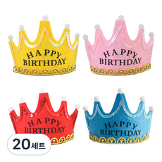 Yeoni Factory 派對 LED 皇冠 4件組, 黃色, 粉紅色, 紅色, 藍色, 20套