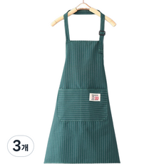 씨오브비 길이조절 코튼 패브릭 프리미엄 앞치마, 그린, 3개