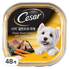 시저 1세 이상 강아지 주식캔, 칠면조+채소, 100g, 48개