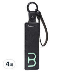 PU皮革鑰匙圈吊飾 字母鑰匙圈, 黑色B, 4個