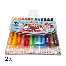 PENROTE 筆樂 柴雨錄短桿旋轉蠟筆 DPG5814-A, 12色, 2組