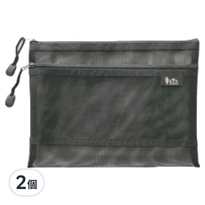Sunny 三瑩文具 手作之 雙層網狀收納袋 A5, 黑色, 2個