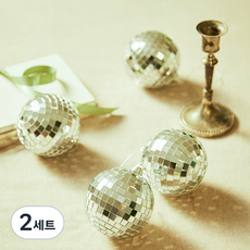 크리스마스 오너먼트볼 미러볼, 실버, 8cm, 2세트