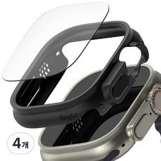 링케 애플워치 슬림 케이스 + 강화유리 필름 콤보, 매트블랙, 4개