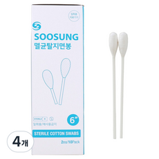 수성 멸균 탈지면봉 15.24cm, 10개입, 4개