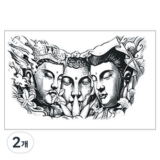 gelluna 刻字 佛陀 鬼怪 龍 老虎 肩膀 大圖 漢娜 紋身 刺青貼紙, 2個, T-216