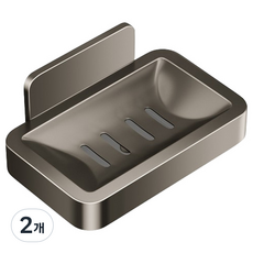 Block Mart 黏貼式壁掛型肥皂盒, 2個, 灰色