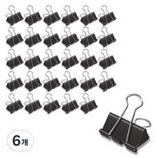 WHASHIN 黑色長尾夾, 6個, 大, 30入