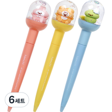4000 햄치 워터볼펜 3종 세트 0.5mm, Yellow, Blue, Pink, 6세트