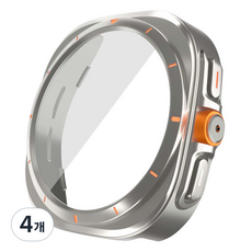 젤센 울트라변신 풀커버 일체형 9H 강화유리 스마트워치 케이스 44mm, 티타늄실버, 4개