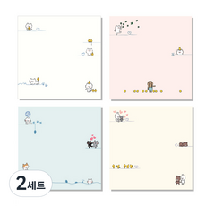 Daily Japan 卡通人物混合便條紙組, 白色 + 粉紅色 + 薄荷綠 + 象牙白, 2套