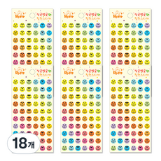 쁘띠팬시 싱글벙글 칭찬스티커 DA5237, 혼합 색상, 18개