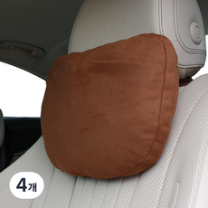 WOOGUN 車用頭枕座椅頸枕麂皮靠墊, 棕色, 4個