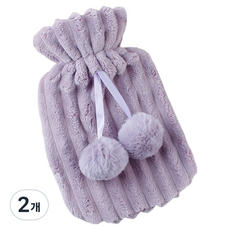 솔르 귀여운 물병 온수 찜질팩 퍼플 16.5 x 27 x 3 cm 1000ml, 2개