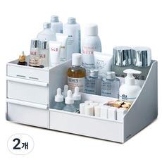 市場計劃多化妝品收納盒白色小號, 白色, 2組