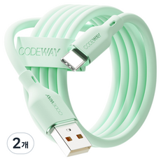 코드웨이 A타입-C타입 팔레트 고속충전 케이블, 1.2m, 스프링 민트, 2개