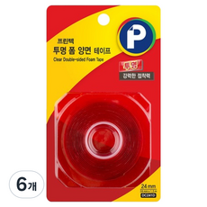 프린텍 폼 양면테이프 DC241D 24mm x 1.5m, 폼 투명, 6개