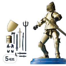 크블랑스 중세기사 구제관절 액션피규어 중세기시리즈 라이더 골드 9무기 + 듀얼헬멧 + 손잡이 3종 세트 13 x 16 cm, 5세트