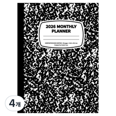 YUNA Publishing Company 2026 月間計畫本 康普森筆記本版, 黑色, 4個