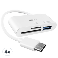 누아트 C타입 OTG 3in1 멀티 카드리더기 USB 3.0 TF Micro SD카드 케이블, 화이트, 4개