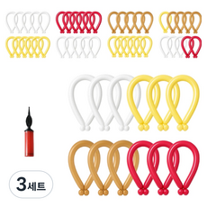 피앤비유니티 요술풍선 50p + 펌프 세트, 스탠다드 빈티지 4색, 3세트