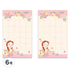 紅髮安妮便攜便條紙, 1入, 粉紅色, 6個