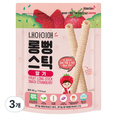 내아이애 유기농 롱뻥스틱 쌀과자, 딸기, 30g, 3개