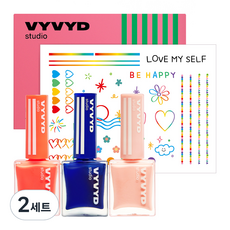 VYVYD studio 美甲閃亮指甲油 3種+紋身閃亮貼紙 NO.6 Acid Pop組, 混色, 2組