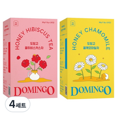DOMINGO 蜂蜜芙蓉花茶 1.5g x 20入 + 蜂蜜洋甘菊茶 1.3g x 20入 組合, 蜂蜜洛神花 + 蜂蜜洋甘菊, 4套