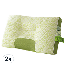 스마일깨비 사용 편한 니트형 숙면 경추베개 800g, 옐로우그린, 2개