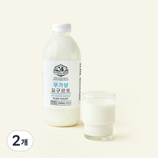 아침미소목장 저탄소 인증 무가당 요구르트, 2개, 1개입, 1L