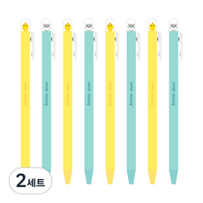 the open house 躲貓貓動物中性筆 74-0492 0.5mm 2款 x 4入組, 藍色, 黃色, 2套