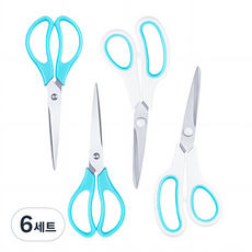 탐사 사무용 가위 2종 x 2p 세트, 화이트,블루, 6세트