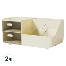 Pen&Peace 多功能收納筆筒 桌面整理盒 27.5 x 15 x 12.5 cm, 象牙白, 2個