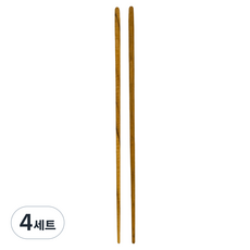 SwaHa 無塗層柚木原木油炸用長筷組, 4套, 混合色