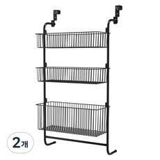 코멧 홈 3단 다용도 문걸이 수납선반, 블랙, 2개