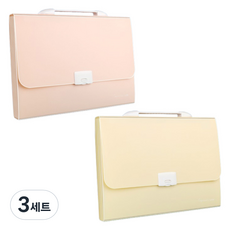 윰스 A4 서류 13칸 바인더 파일백 2종 세트, 피치 + 바닐라, 3세트