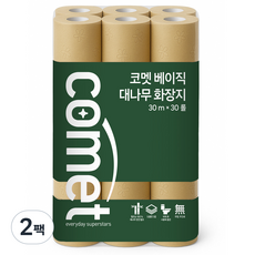 코멧 베이직 대나무 화장지, 2팩, 30롤, 30m