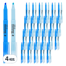 라인플러스 엘라스토머 눈물없는 탄력 형광펜 2종 x 24p 세트, 오리지날 블루, 마일드 블루, 4세트
