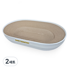 펫츠몬 고양이 따숨 타원형 스크래쳐 라지, 화이트, 2세트