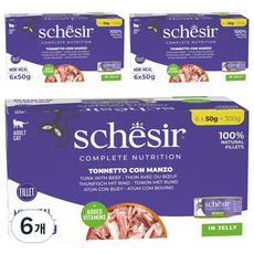 스케지어 어덜트 고양이 주식캔 50g 6p, 소+참치, 300g, 6개