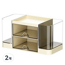 조인메이드 서랍형 데스크 화장품 정리 분할된 펜 홀더 용품 보관함, 크림, 2개