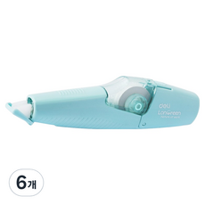 델리 LONGREEN 펜타입 수정테이프 5mm x 6m, 블루, 6개