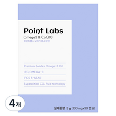 포인트랩스 반려동물 오메가3+코큐텐 3g, 4개, 오메가3, 30정