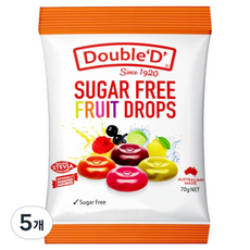 DoubleD 슈가프리 과일향 캔디, 70g, 5개