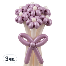 셈퍼텍스 요술풍선 데이지 튤립 꽃다발 만들기 7송이 세트, 더스크라벤더, 3세트