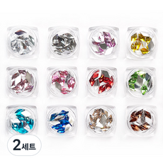 趣味美甲 多角大鑽 12款套組, 鑽石 5 x 10 mm, 2個