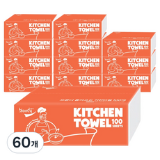 blondy 3層天然紙漿抽取式廚房紙巾, 100張, 60個